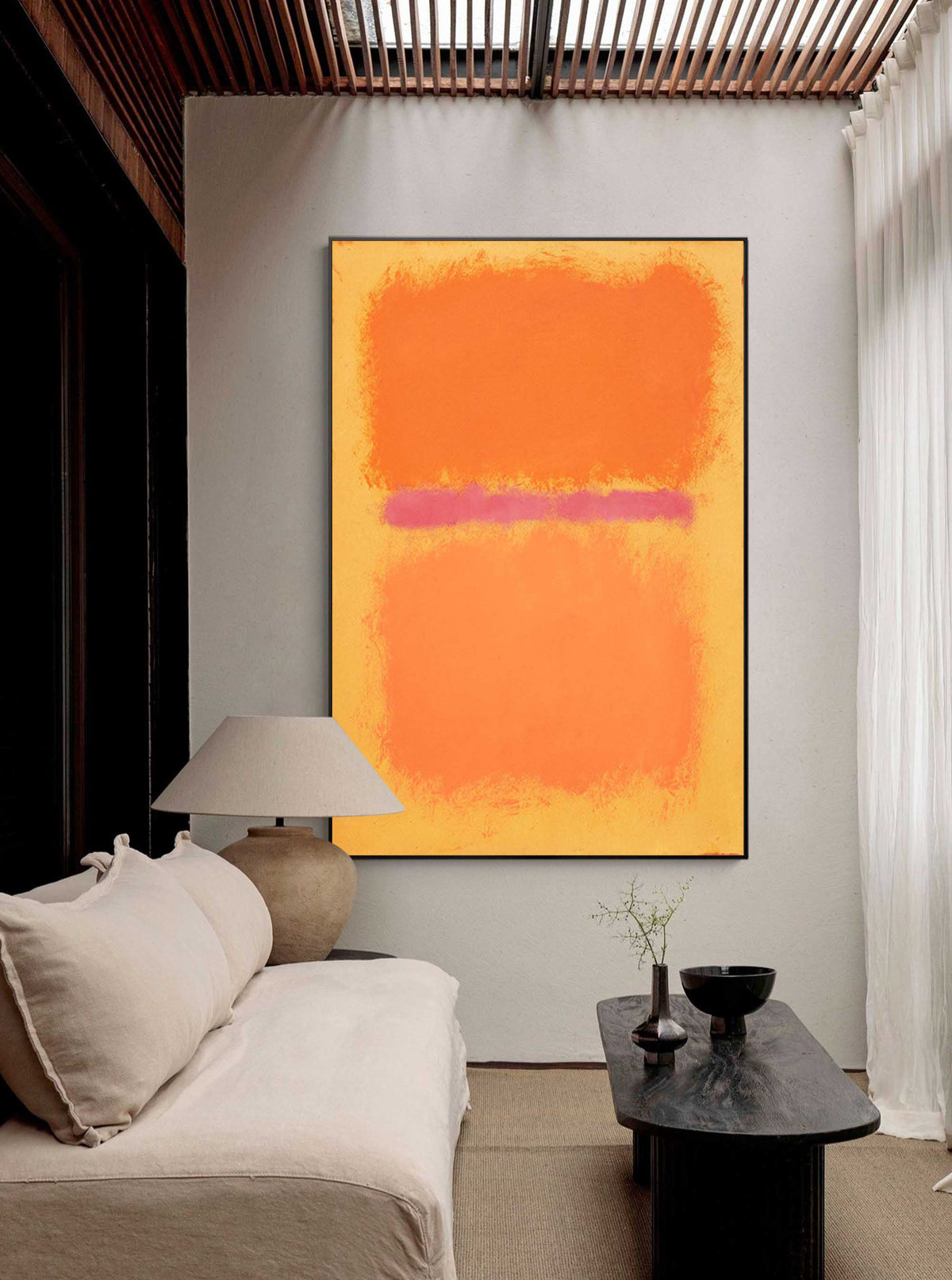 Mark Rothko Style Color Field Painting Orange Pink