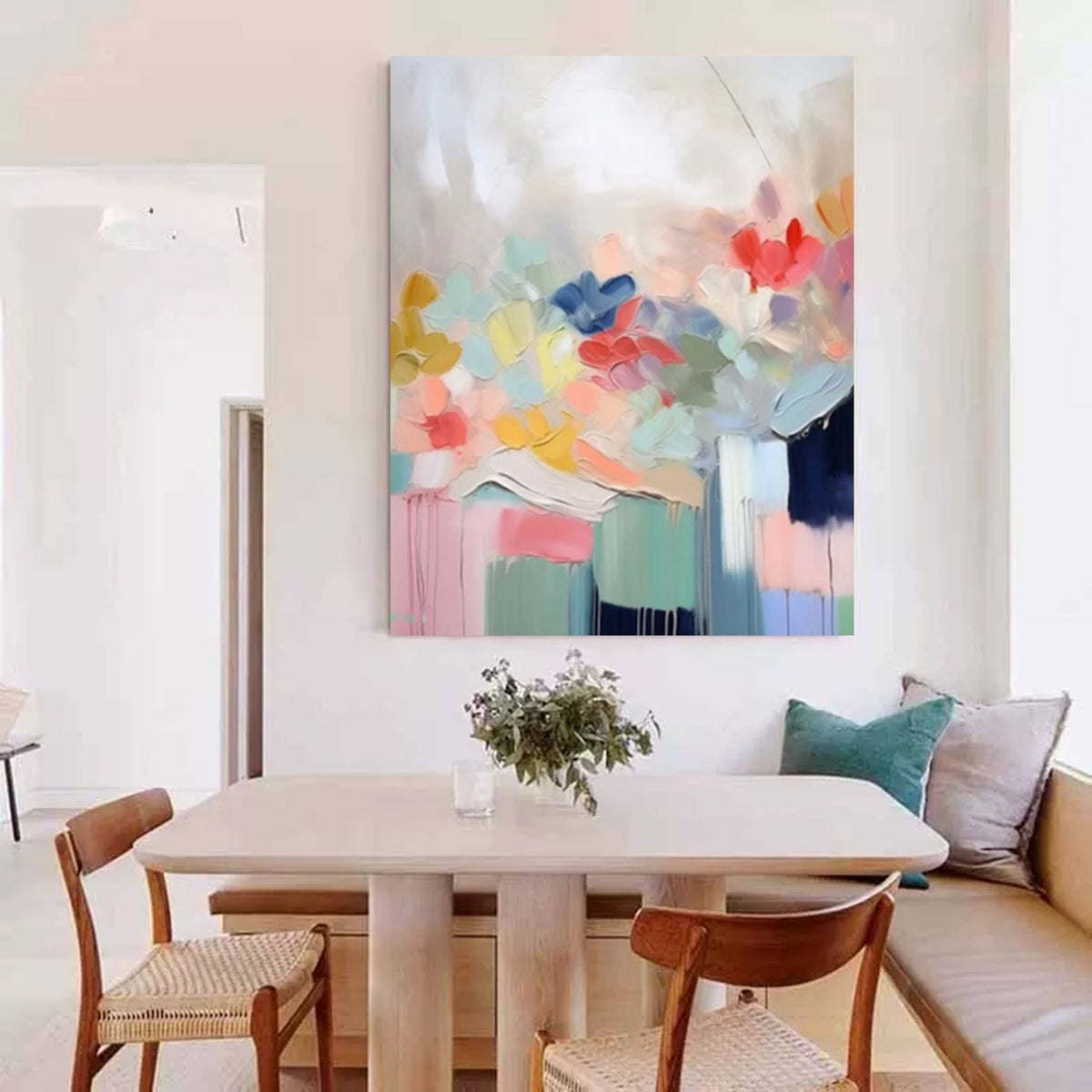 Whimsical Floral Oil Painting Soft Pastel