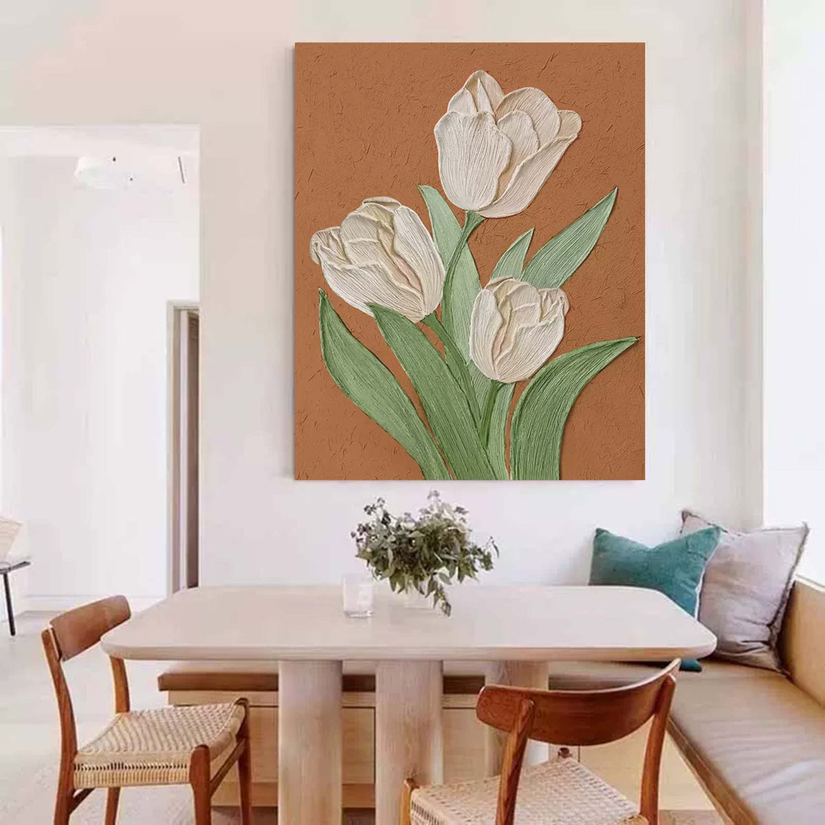 Wall Art Floral Impasto Soft Modern
