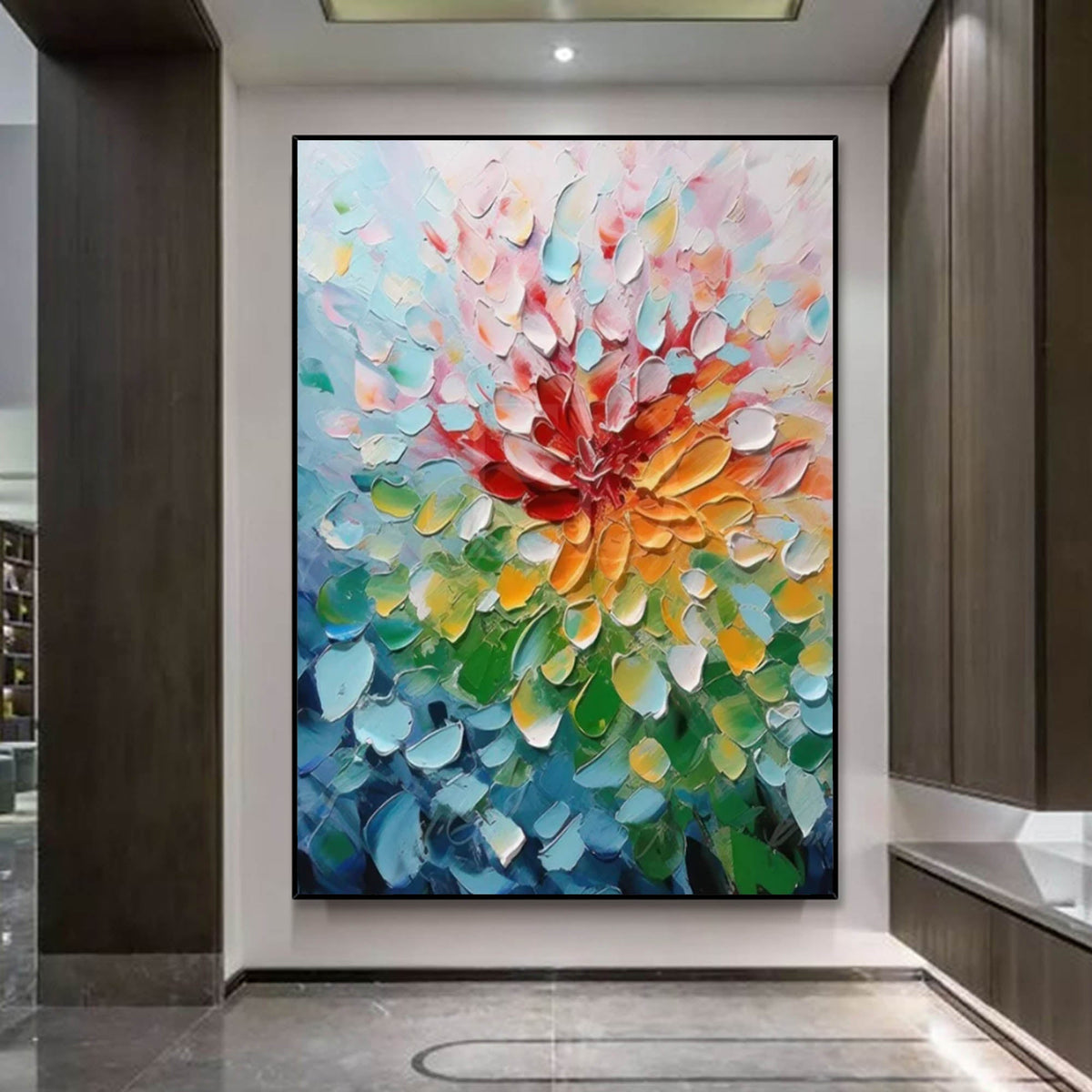 Vibrant Floral Impasto Painting Textured Blooming Flower