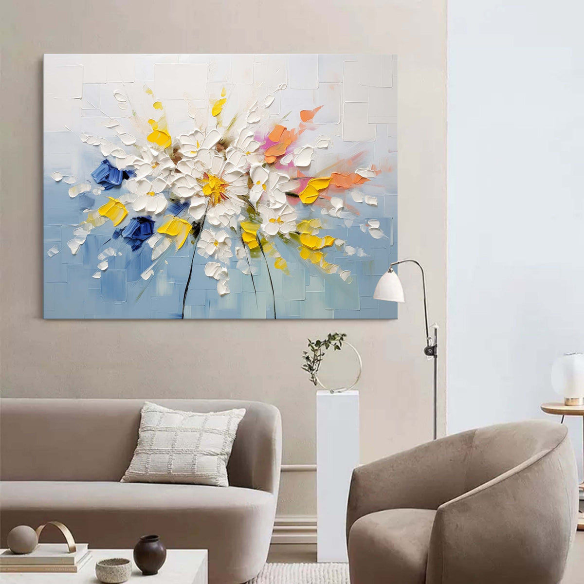 Tactile Impasto Floral Oil Painting Blooms Framed