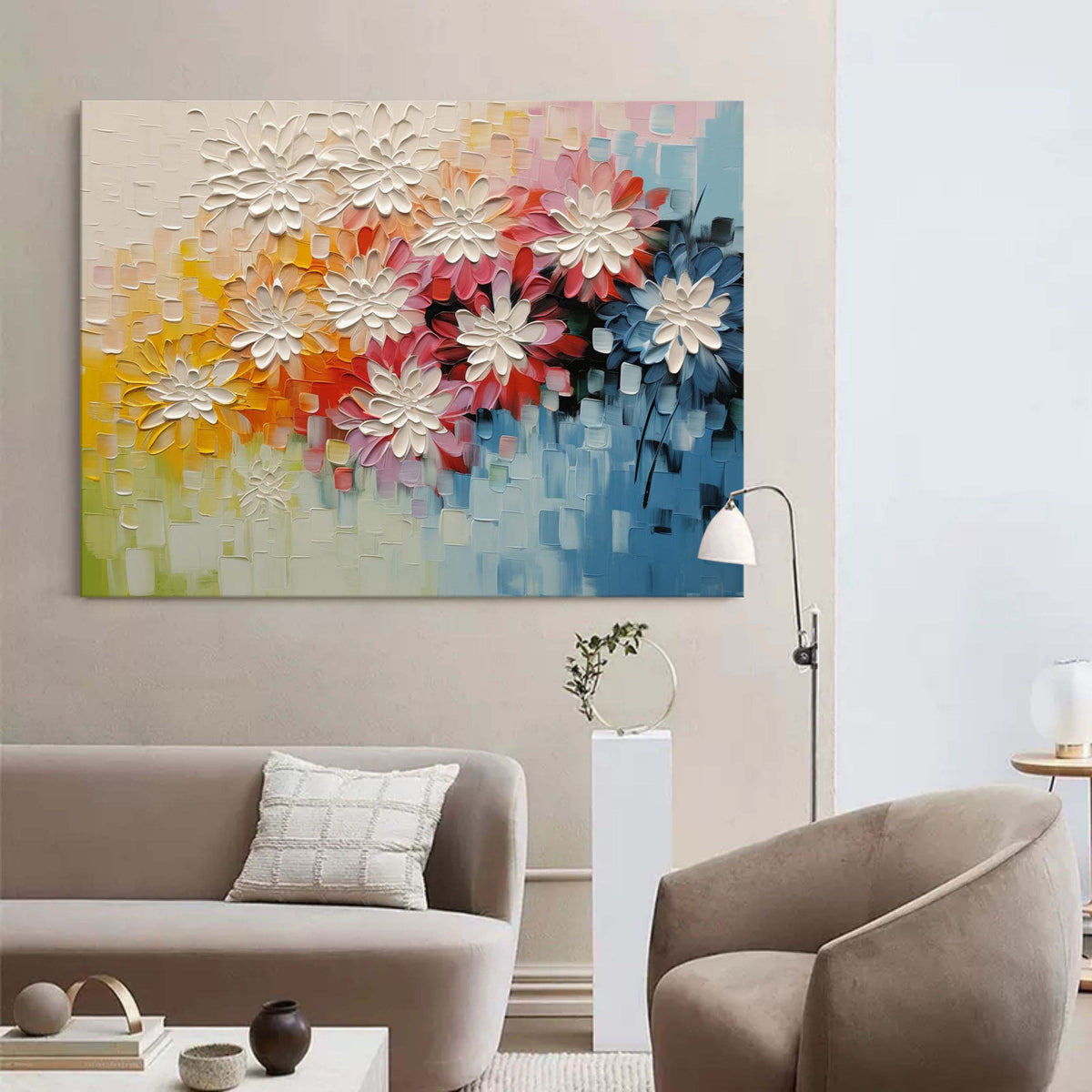 Vibrant Floral Impasto Oil Painting