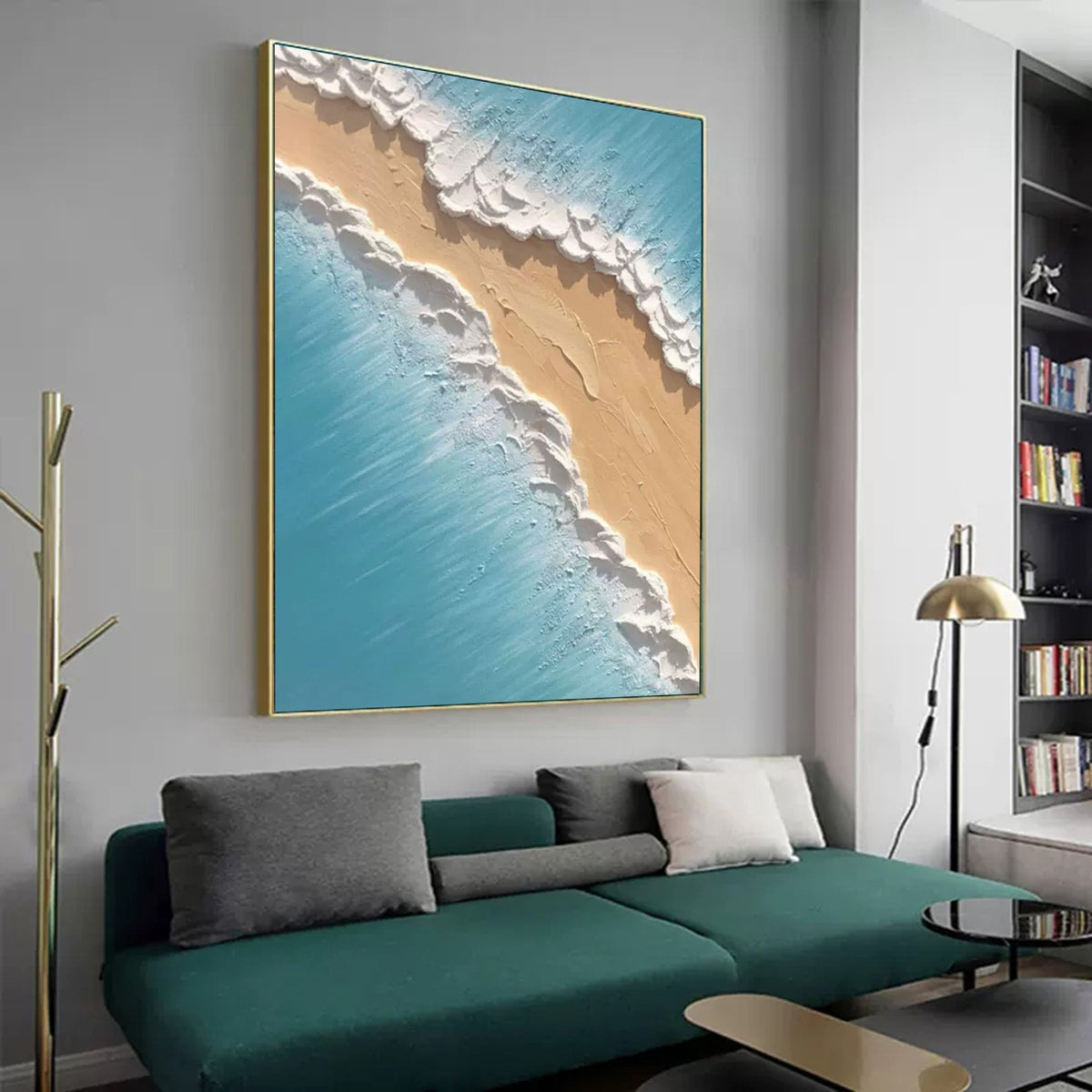 Diagonal Coastal Wave Impasto Painting