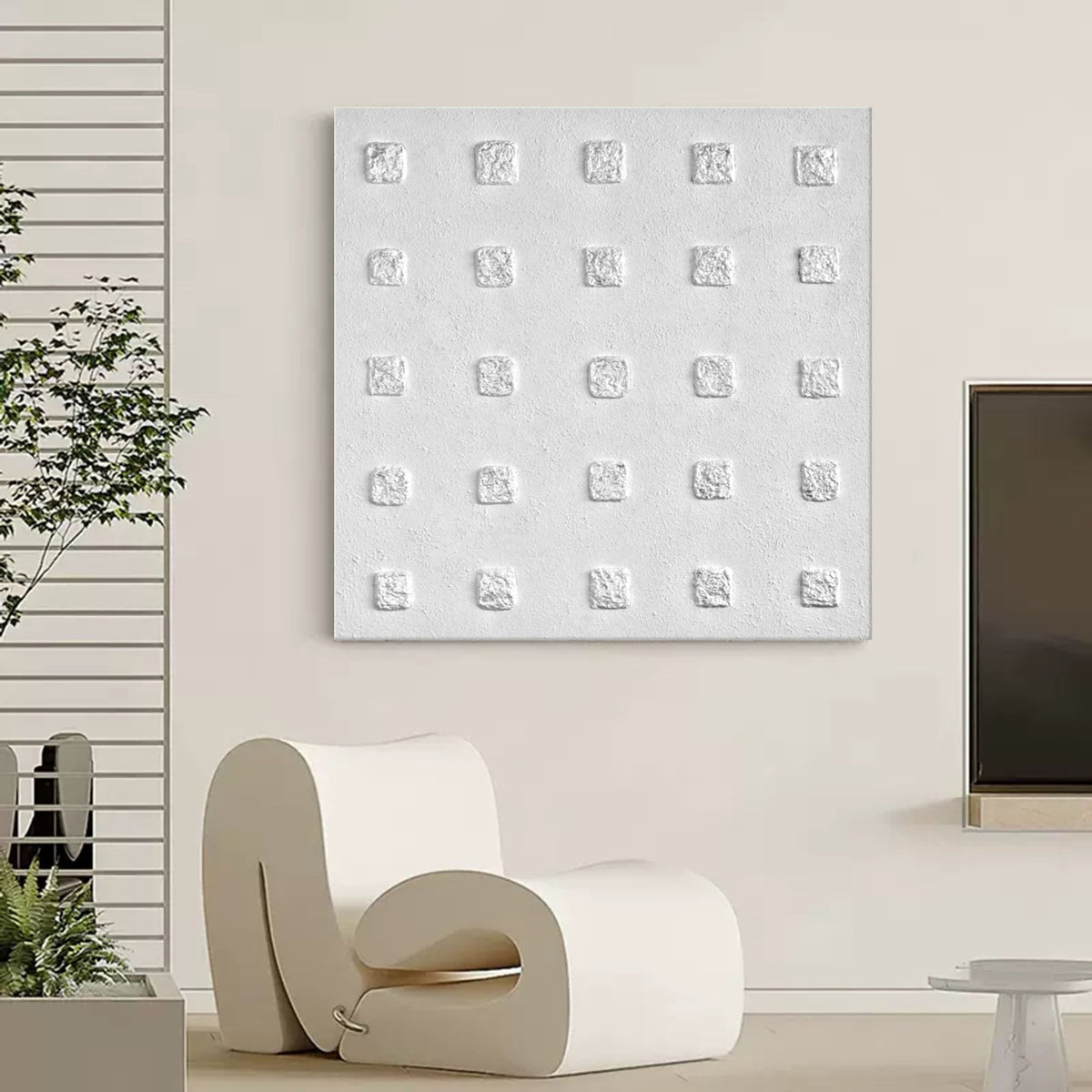 Wall Art Wabi-Sabi Square Grid Matrix Modern Linen