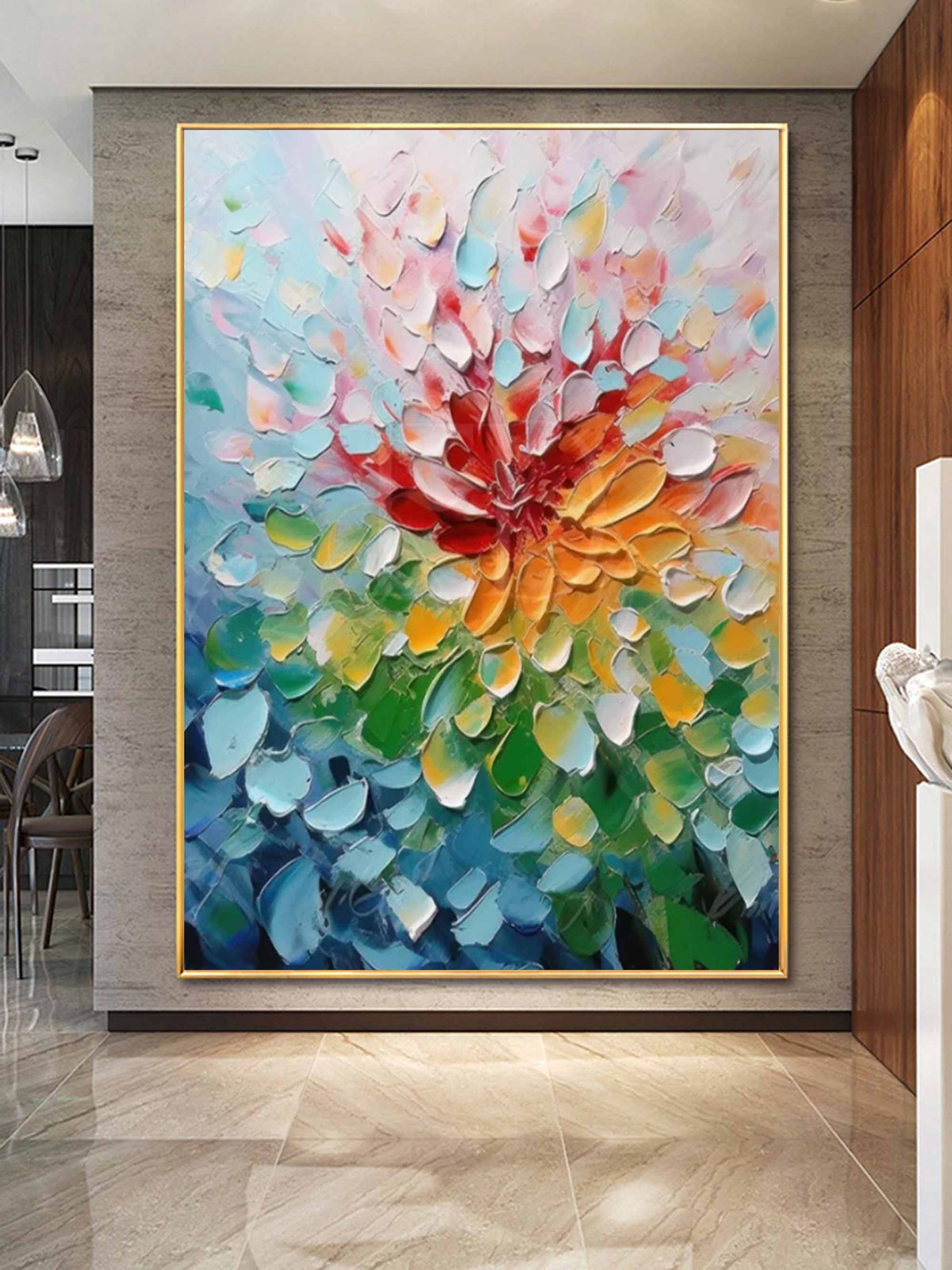 Vibrant Floral Impasto Painting Textured Blooming Flower
