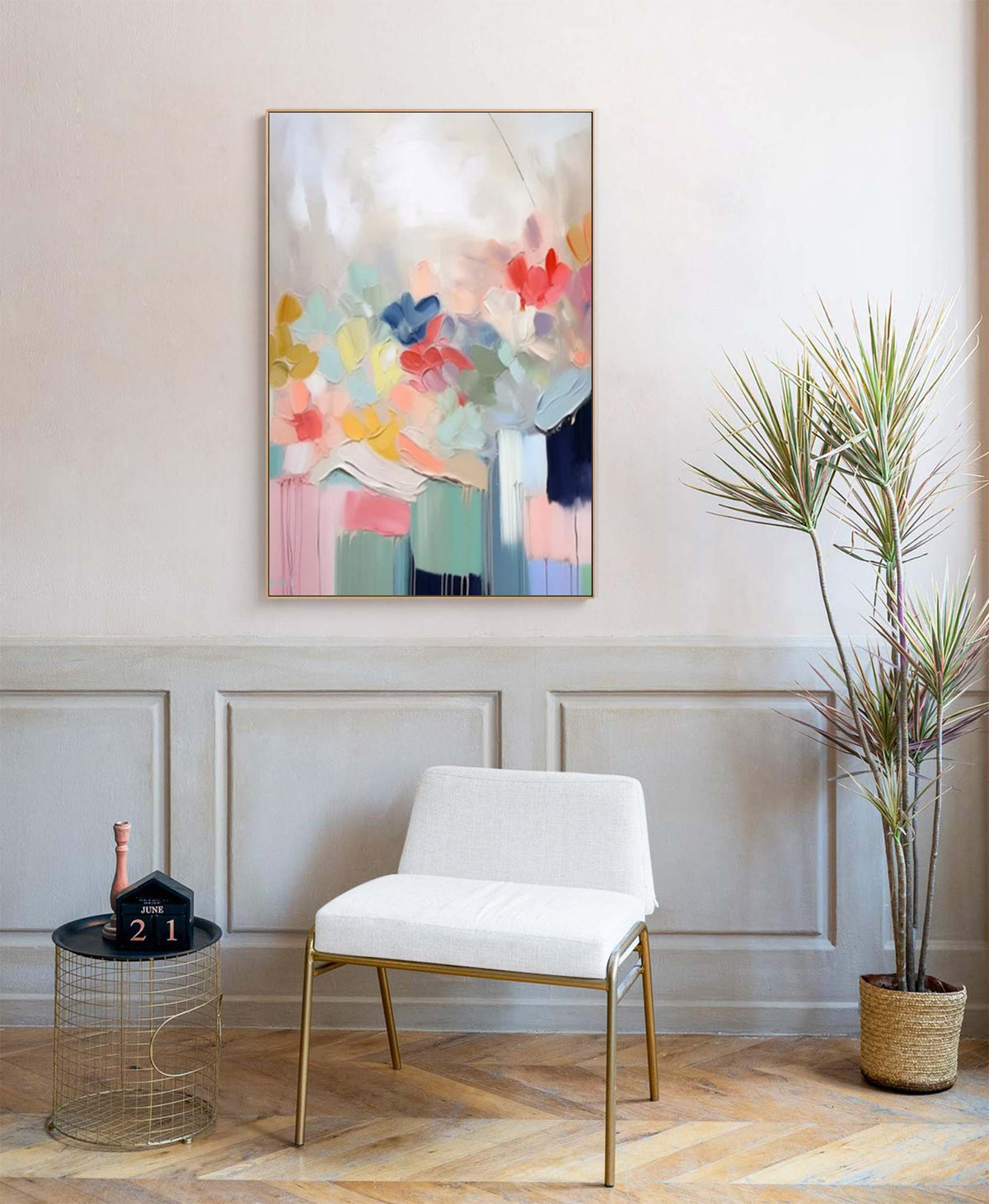 Whimsical Floral Oil Painting Soft Pastel