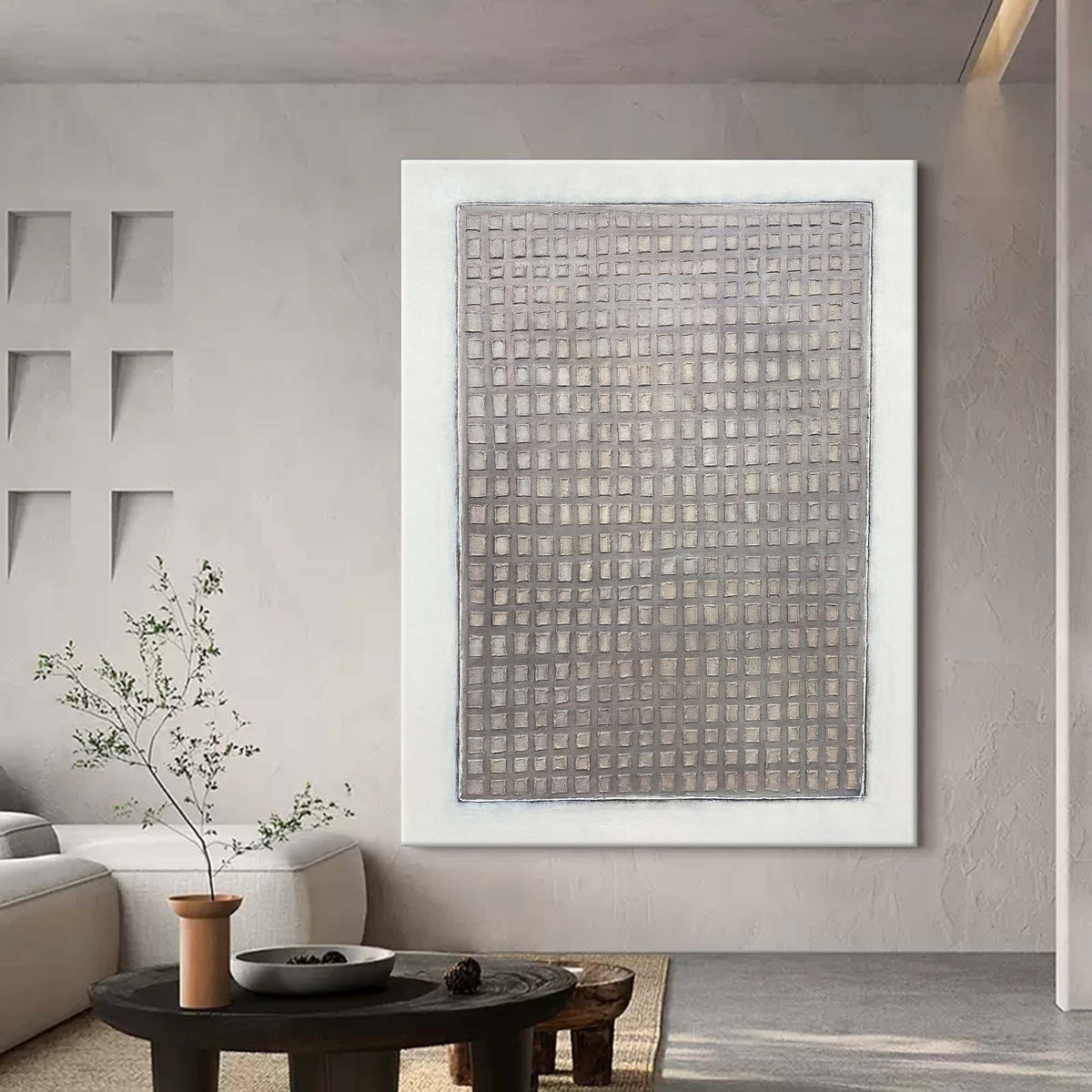 Minimalist Textured Grid Painting