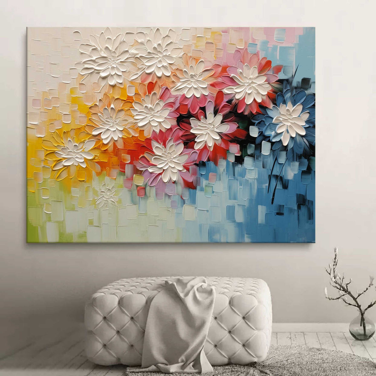 Vibrant Floral Impasto Oil Painting