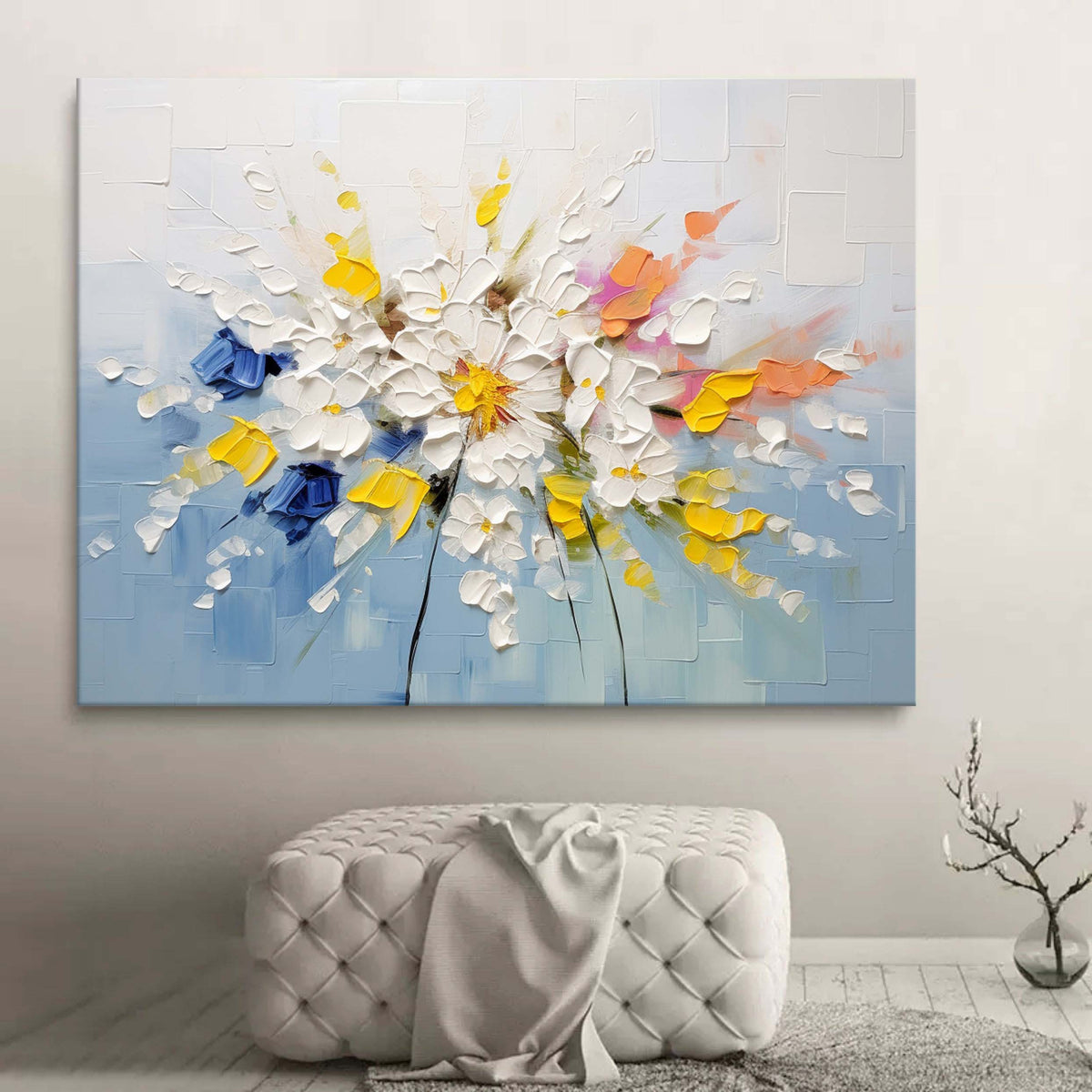Tactile Impasto Floral Oil Painting Blooms Framed