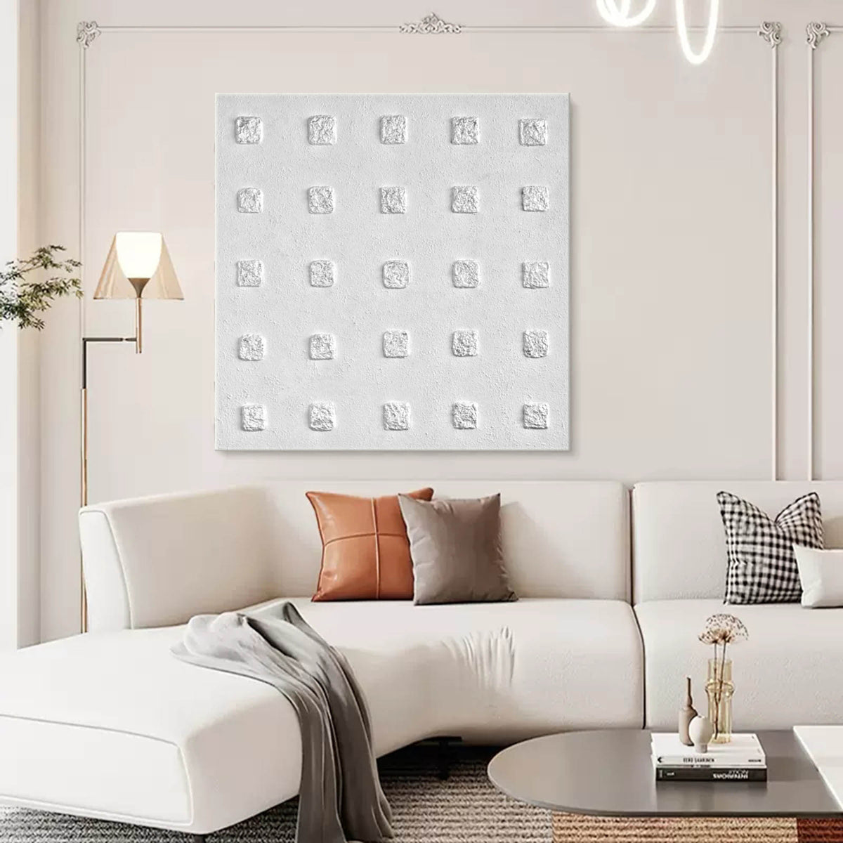 Wall Art Wabi-Sabi Square Grid Matrix Modern Linen
