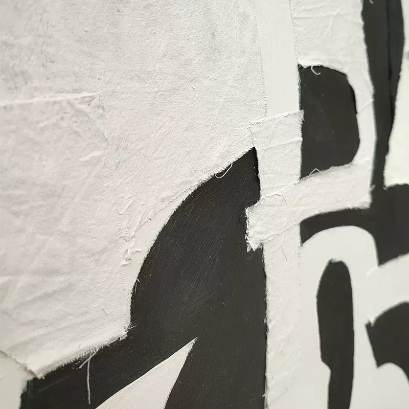 Monochrome Abstract Triptych Oil Painting