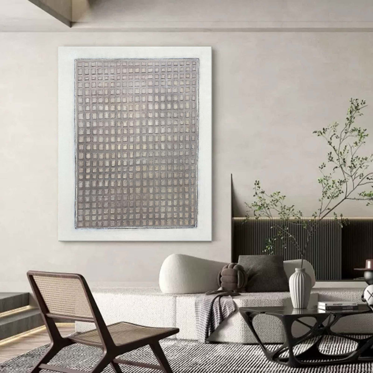 Minimalist Textured Grid Painting
