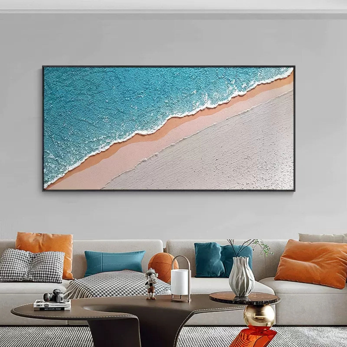 Wall Art Horizontal Abstract Coastal Shore Teal