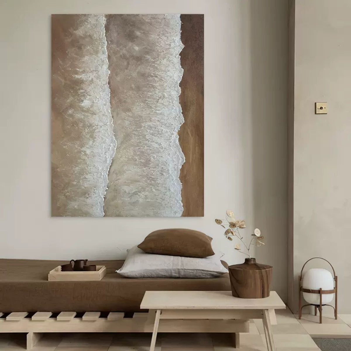 Neutral Wave Texture Oil Painting