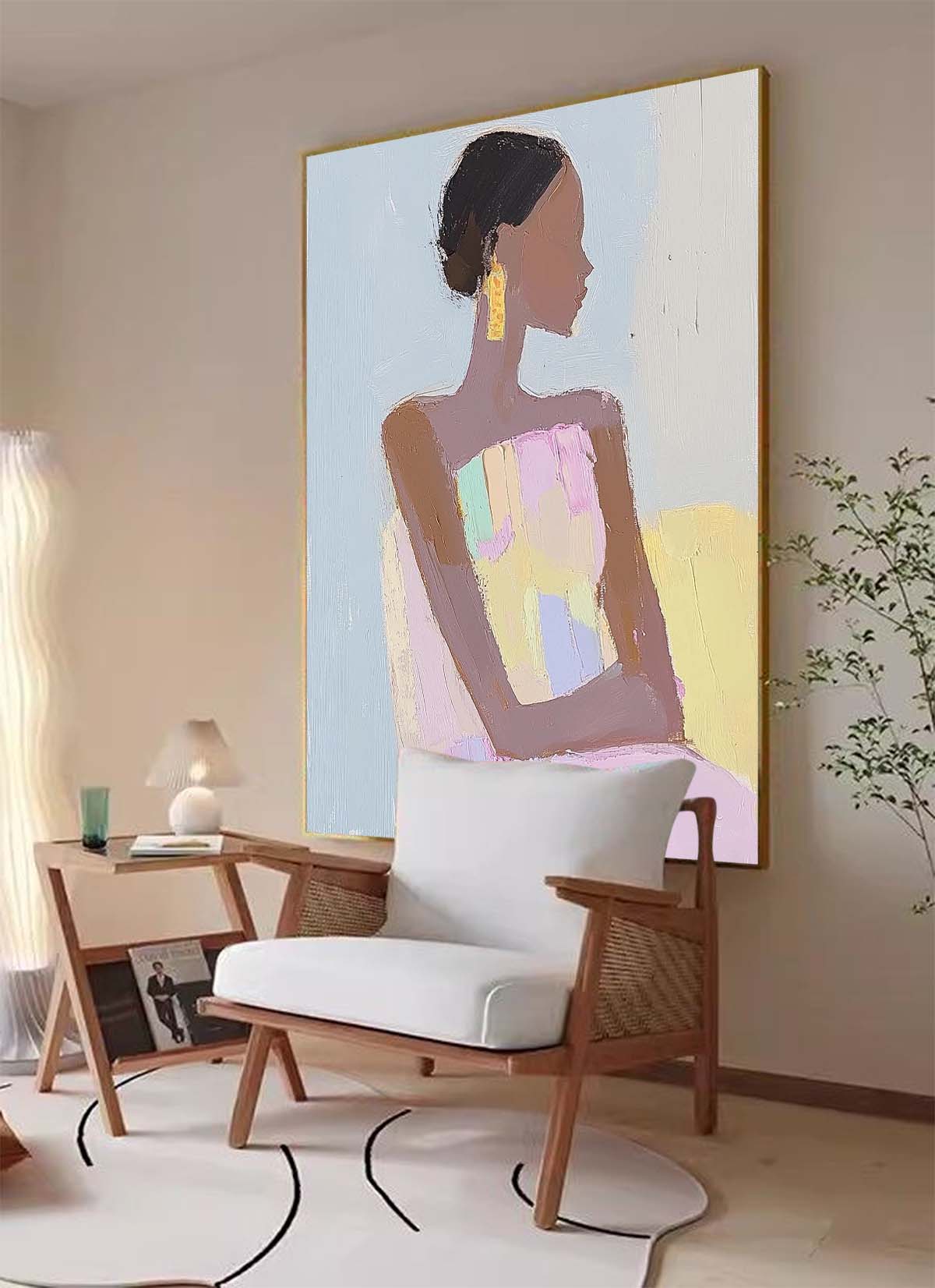 Figurative Painting Serene Woman Modern Wall Art
