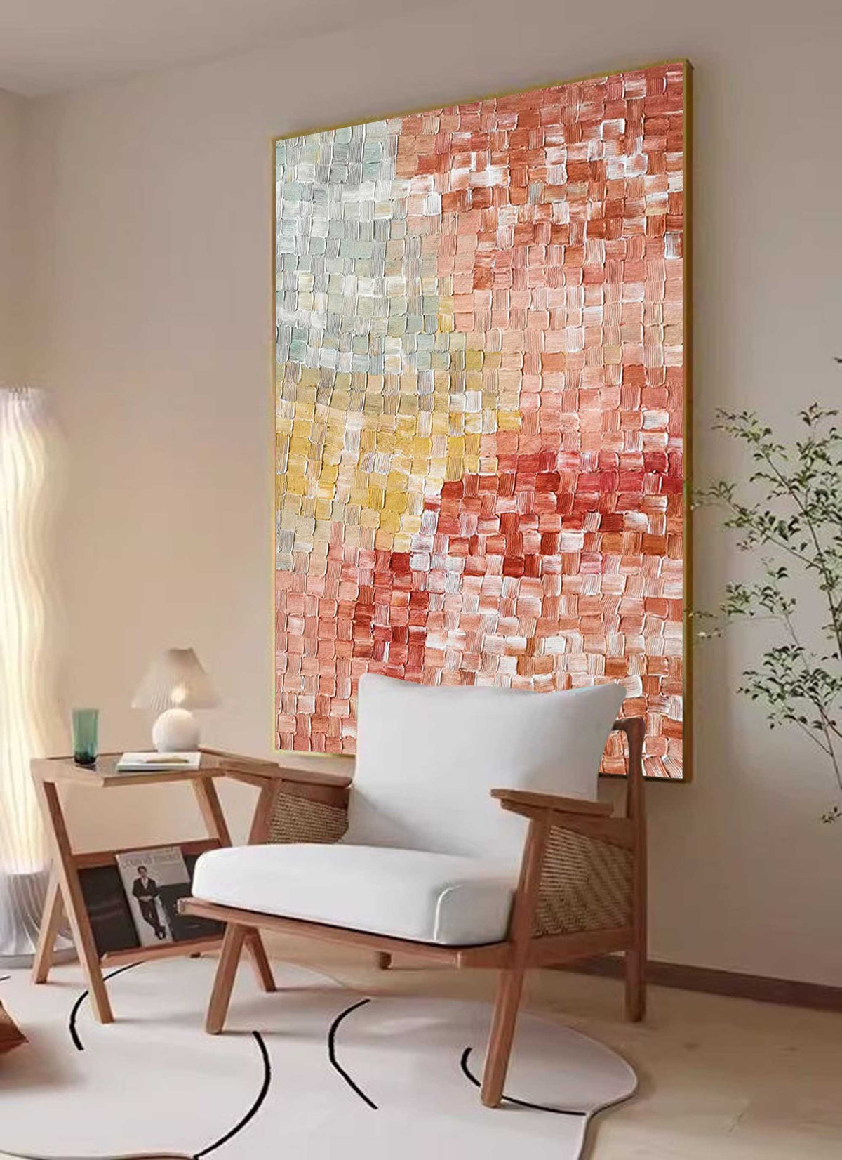 Textured Pixel Color Block Oil Painting Gradient Pink