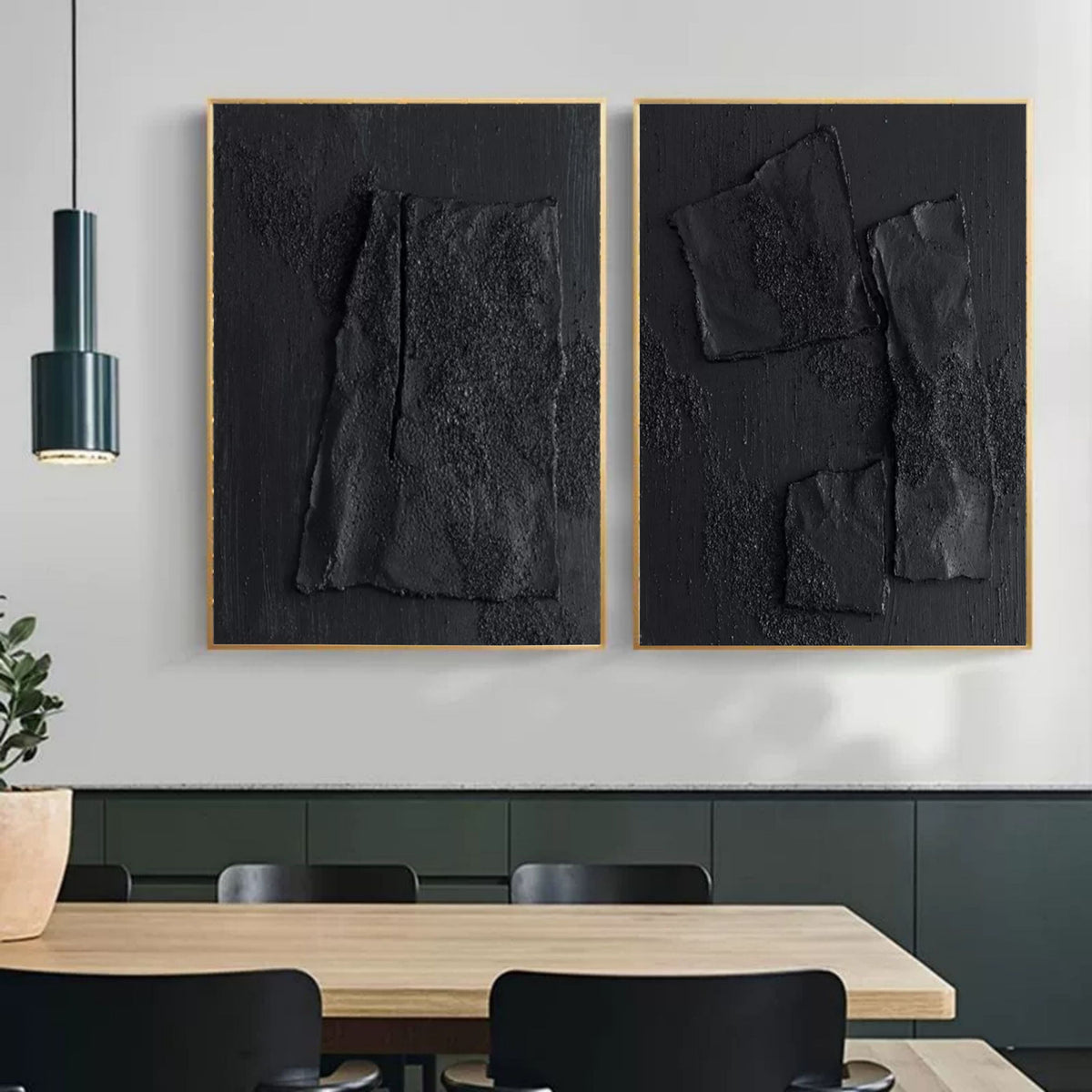 Wall Art Abstract Black Impasto Texture