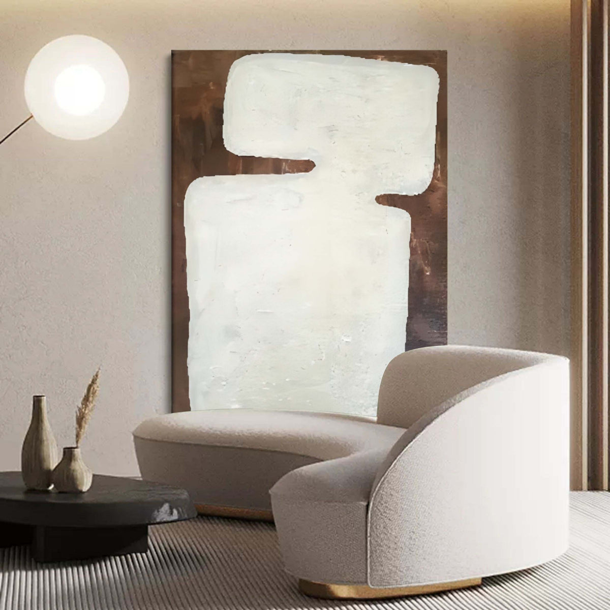 Minimalist White Abstract Oil Painting