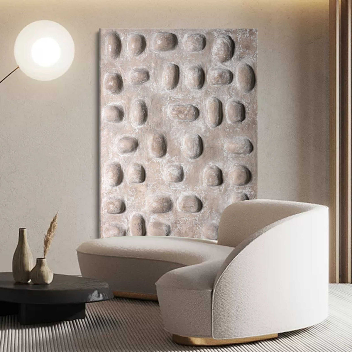 Wabi-Sabi Pebble Relief Texture Painting