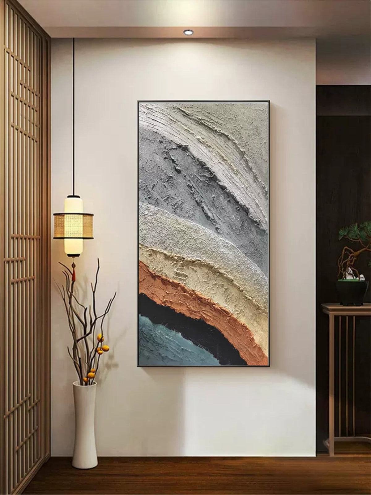 Textured Earth Tone Wave Oil Painting