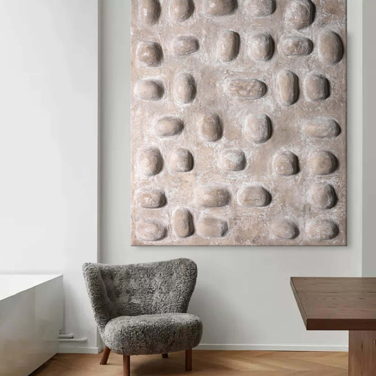 Wabi-Sabi Pebble Relief Texture Painting