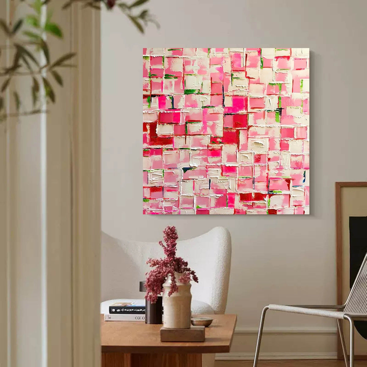 Pink Mosaic Abstract Wall Art