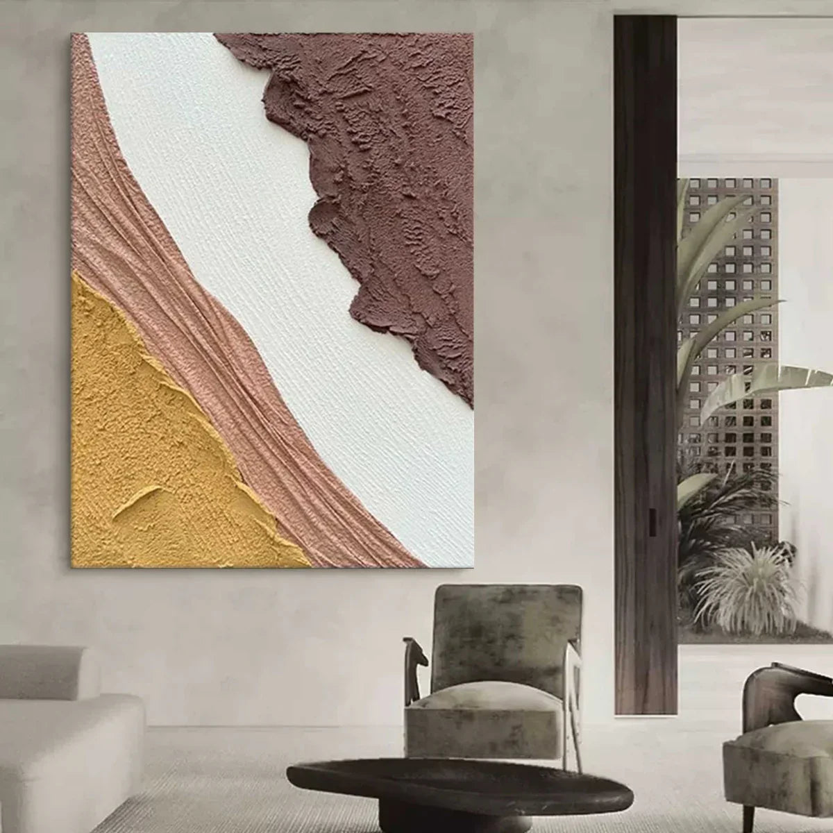 Plaster Warm Tone Block Textured Wall Art