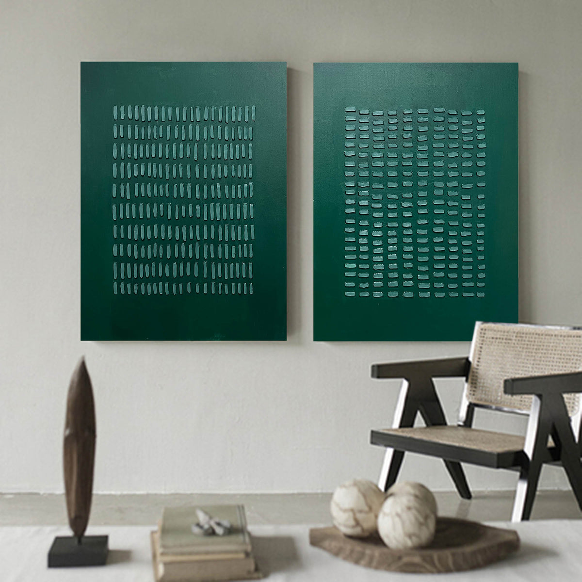 Wall Art Abstract Minimalism Modern Geometric Emerald Green