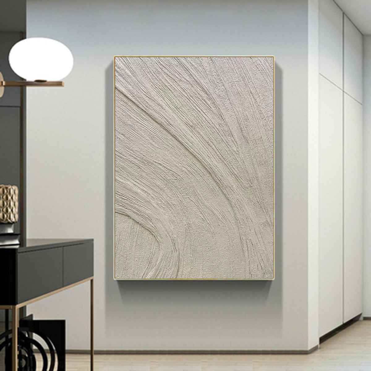 Wall Art Neutral Swirl Bas-Relief Abstract Oil Painting