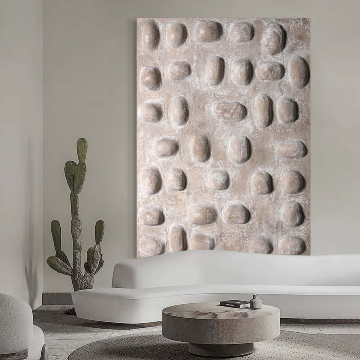 Wabi-Sabi Pebble Relief Texture Painting