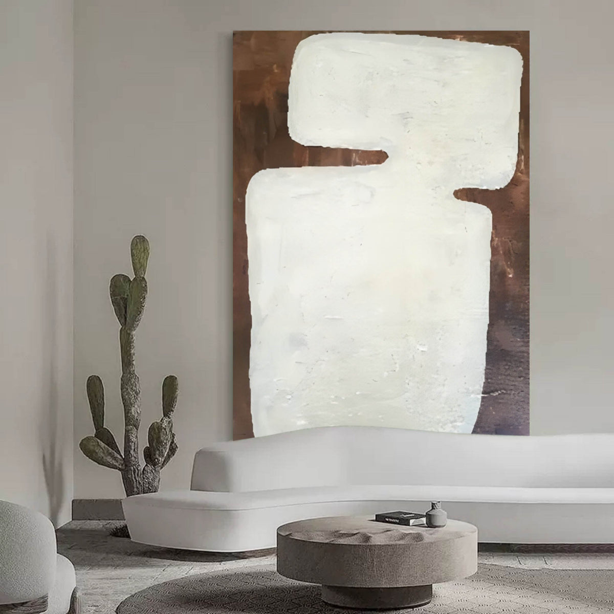 Minimalist White Abstract Oil Painting