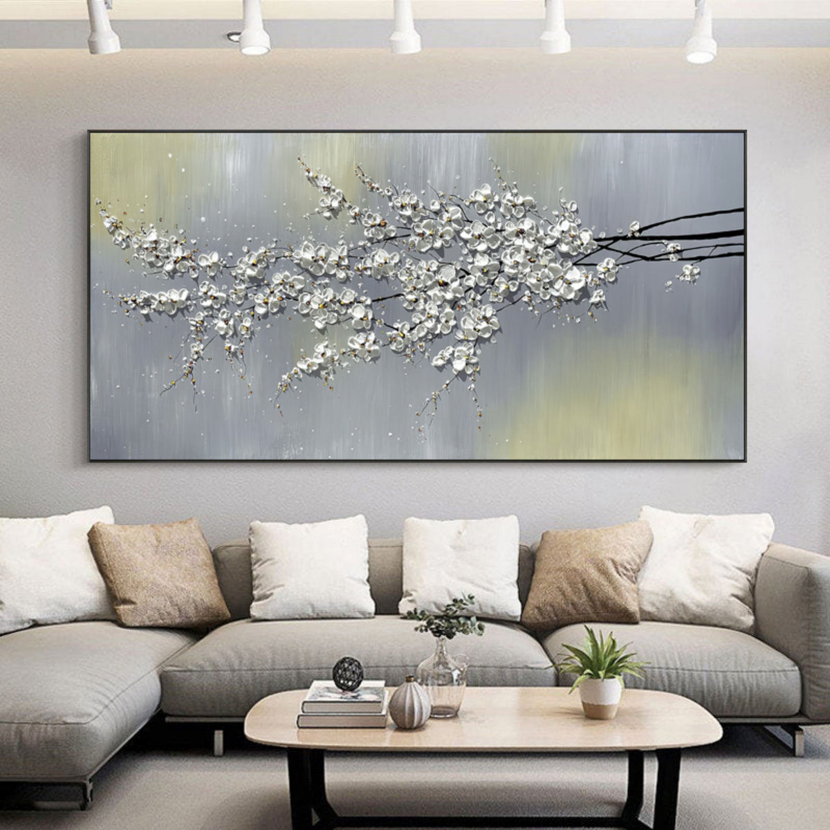 White Blossom Branch Panorama Painting