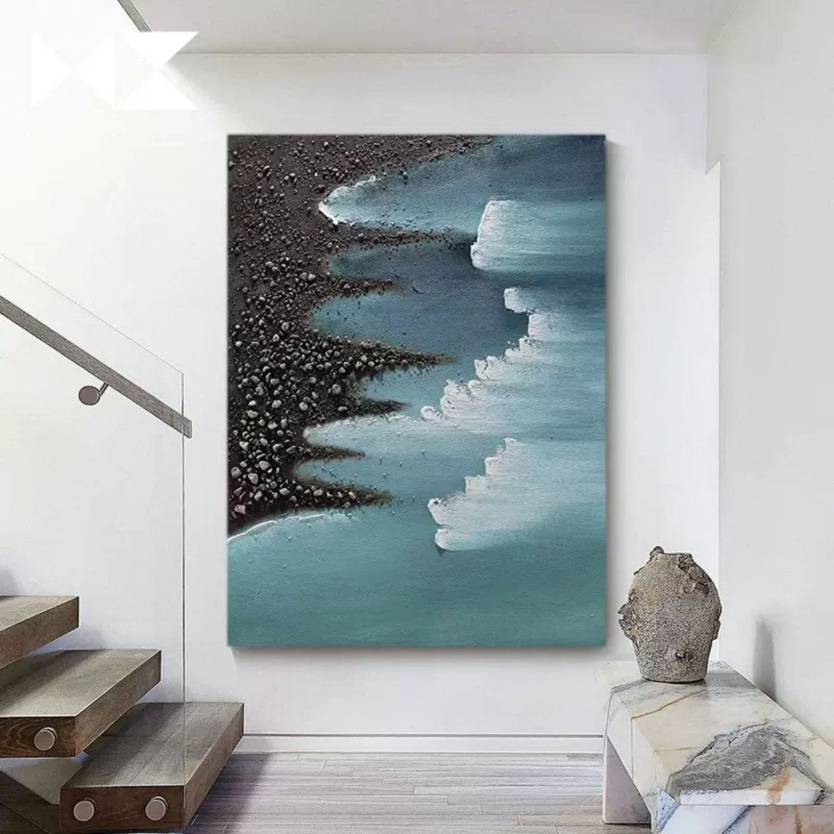 Plaster Coastal Textured Seascape Abstract Painting