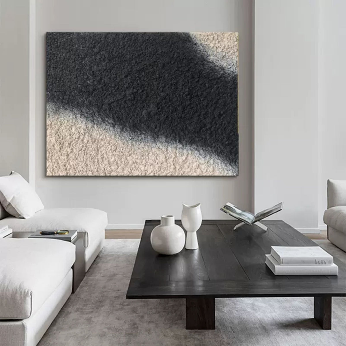Black And White Textured Wall Art Wabi Sabi