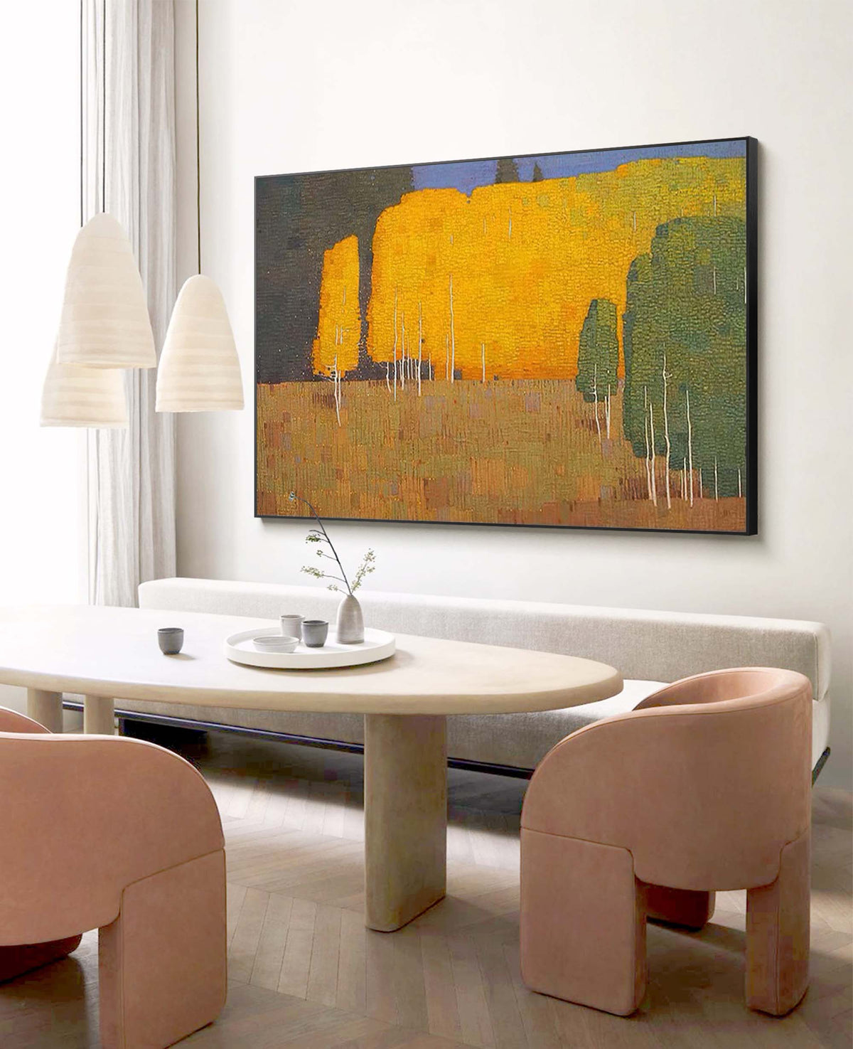 Golden Autumn Forest Landscape Canvas Wall Art