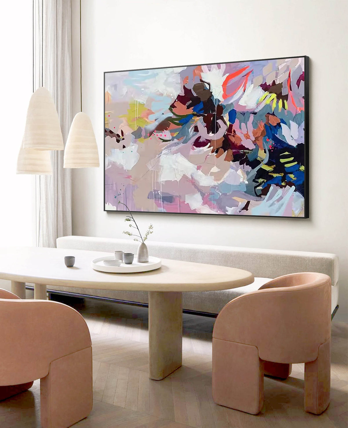 Contemporary Floral Painting Soft Pastel Bold