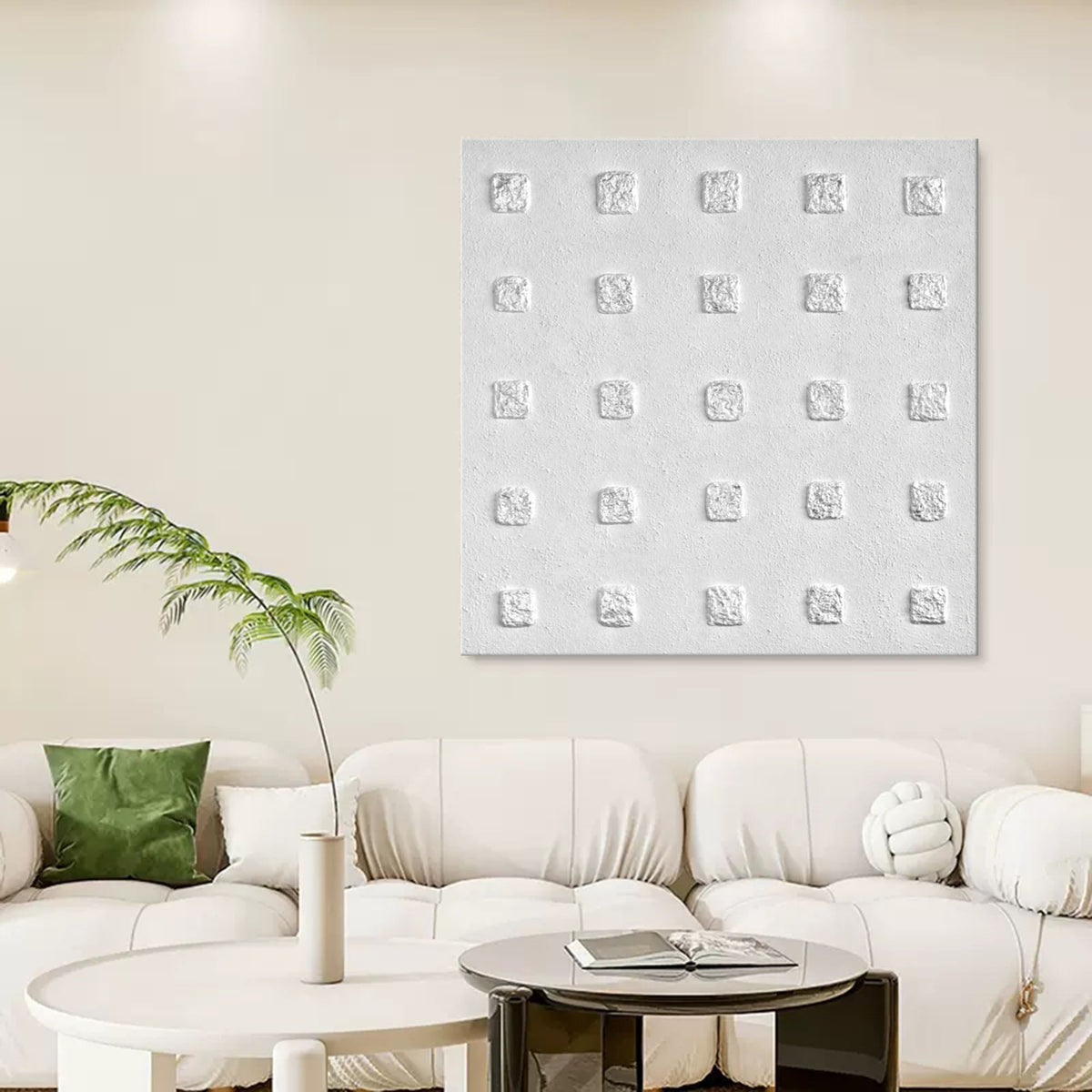 Wall Art Wabi-Sabi Square Grid Matrix Modern Linen