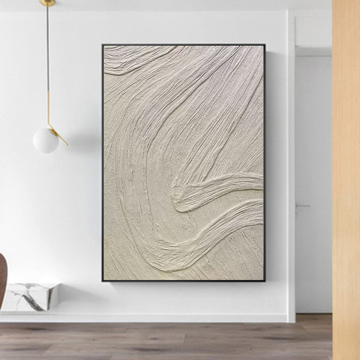 Plaster Minimalist White Textured Flow Wall Art