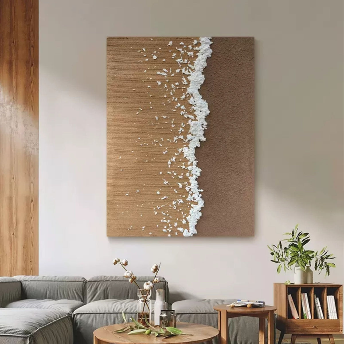 Wall Art Vertical Abstract Coastal Shore Brown