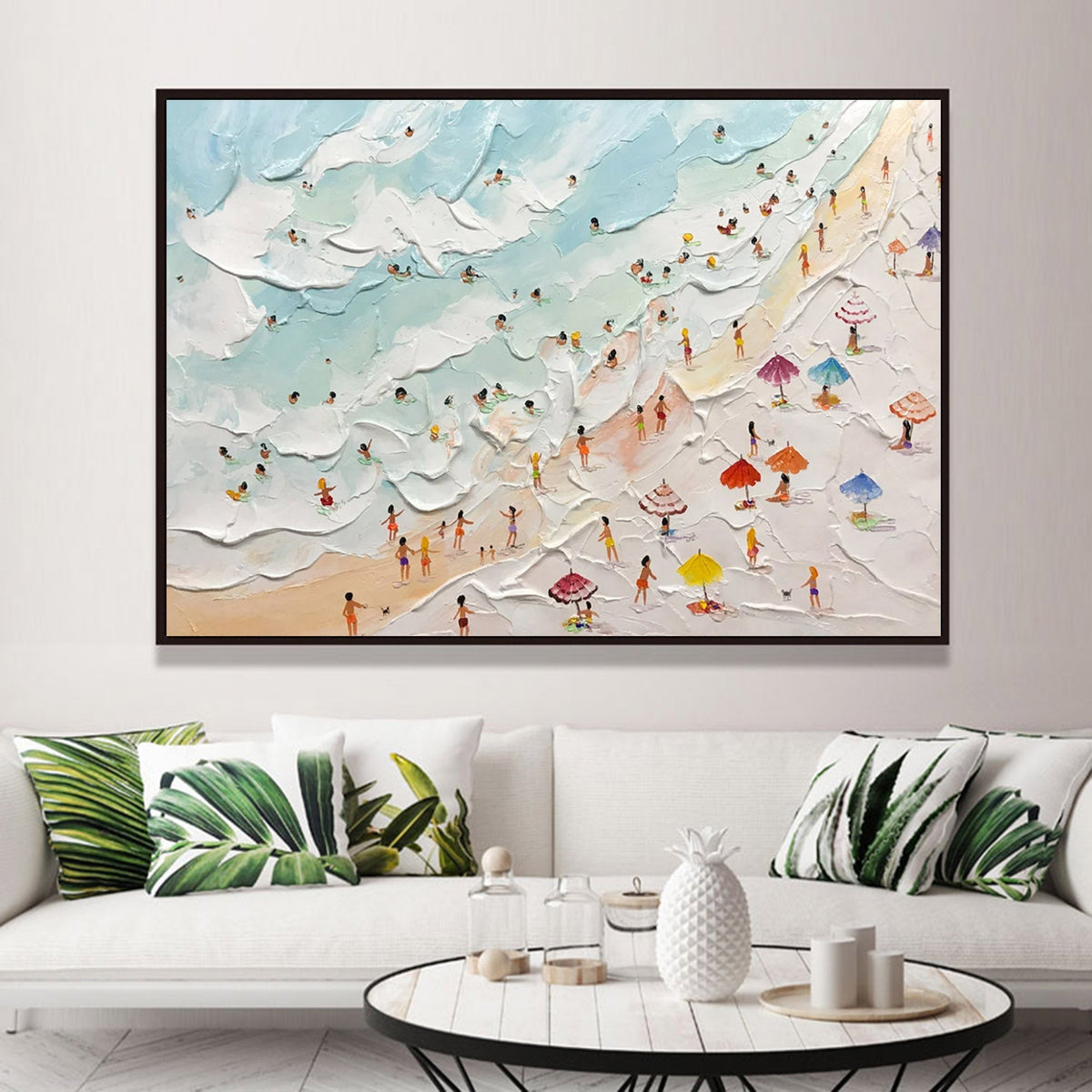 Aerial Beach Painting Impasto Coastal Wall Art