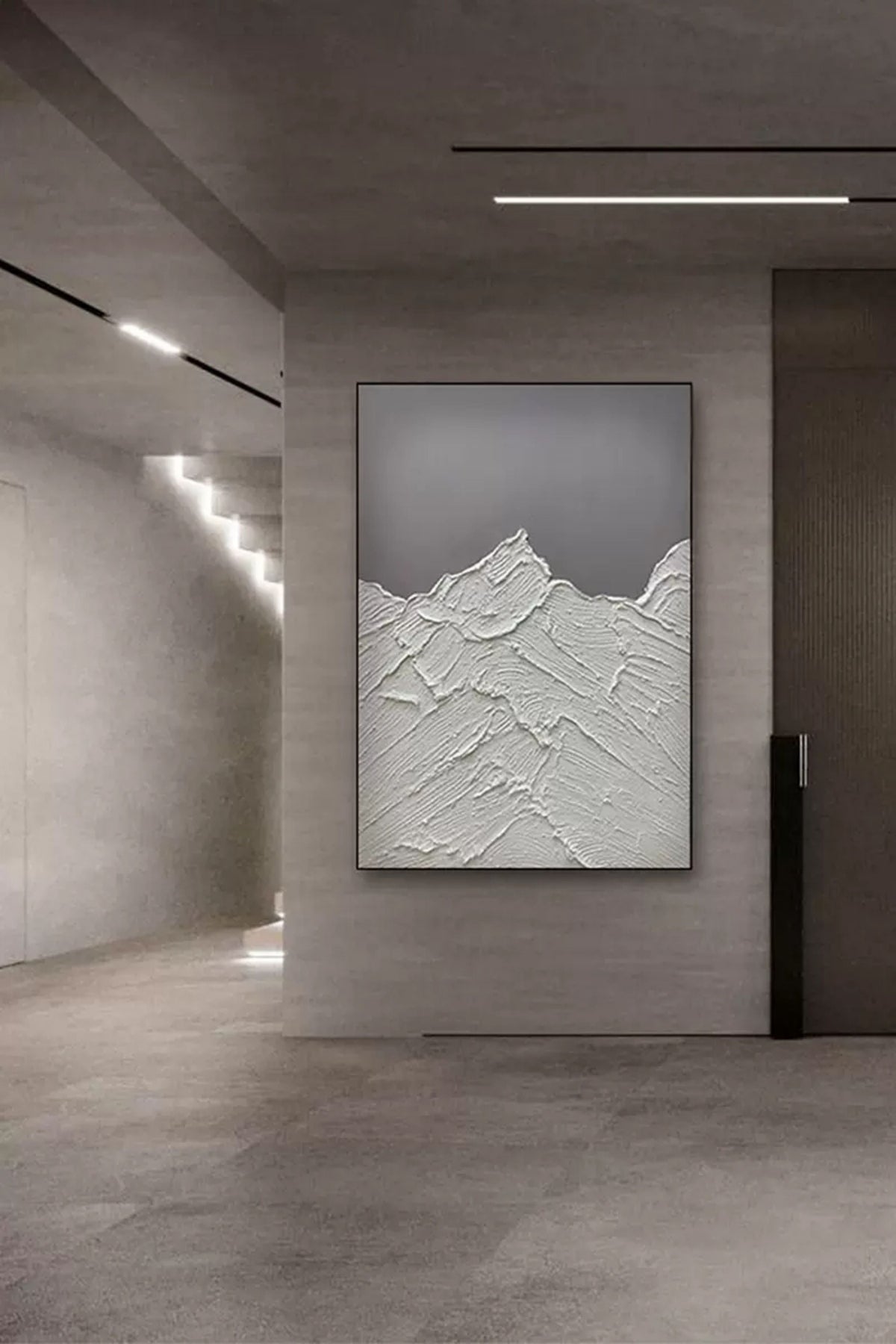 Wall Art Vertical Abstract Alpine Peak White