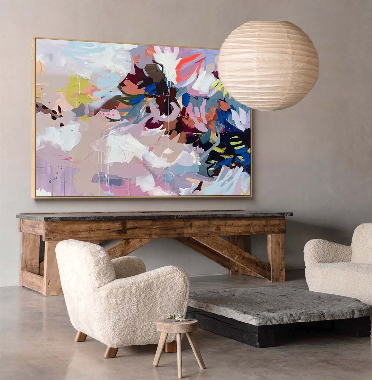 Contemporary Floral Painting Soft Pastel Bold