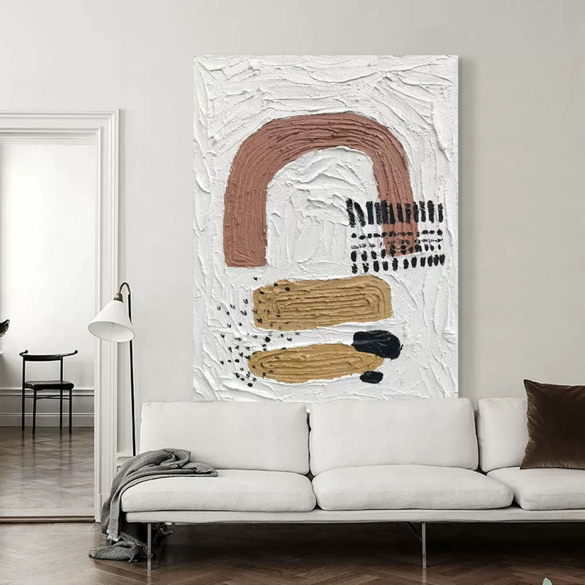 Wall Art Vertical Abstract Geometric Block Neutral
