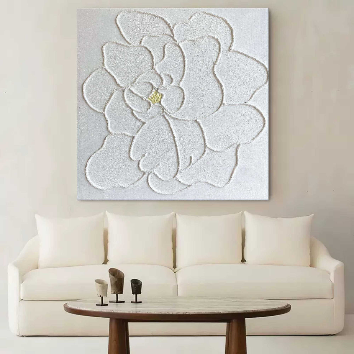 Plaster Art Texture White Textured Flower Painting