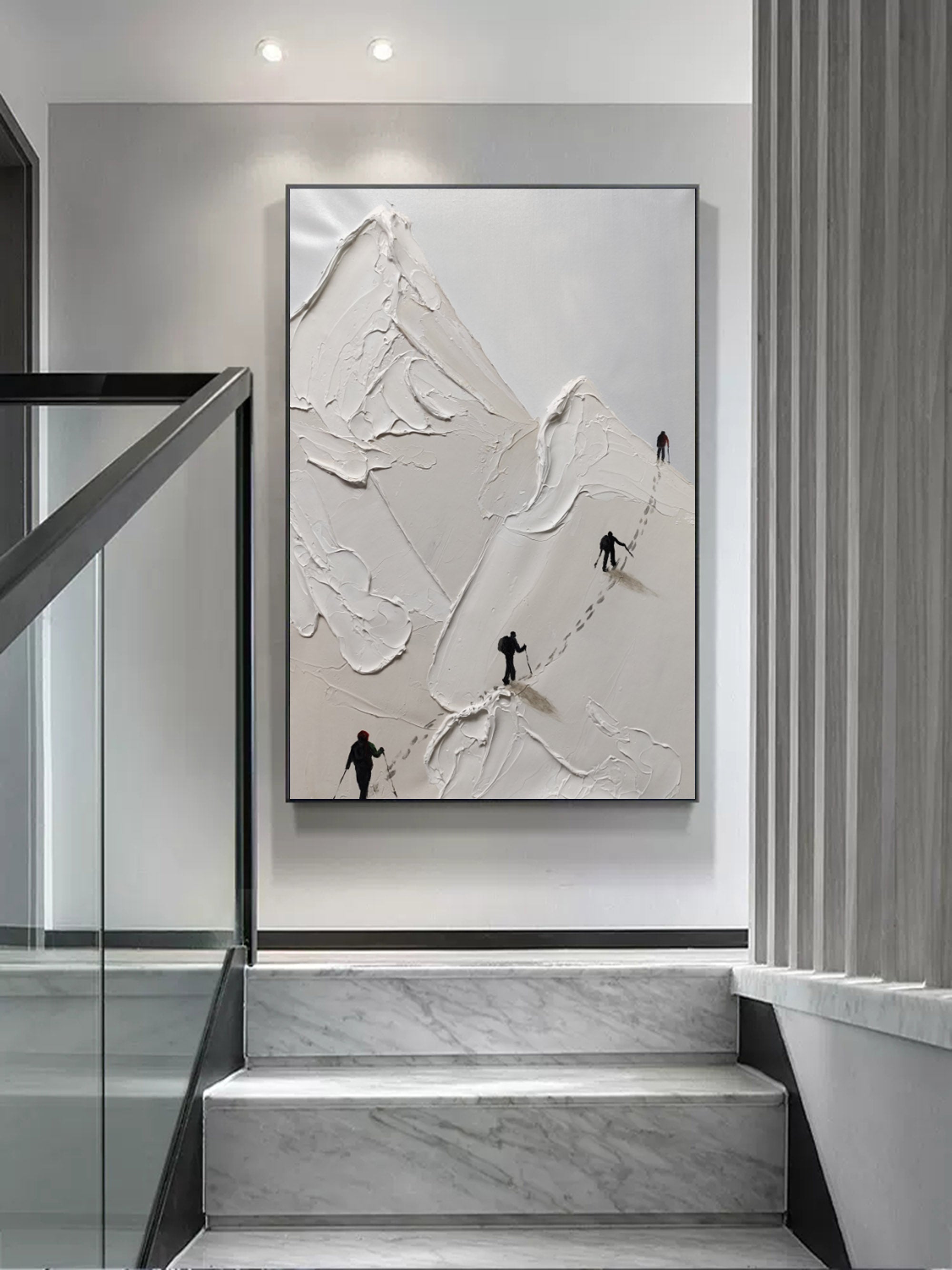 Skier Plaster Art Texture Painting - Letslighting