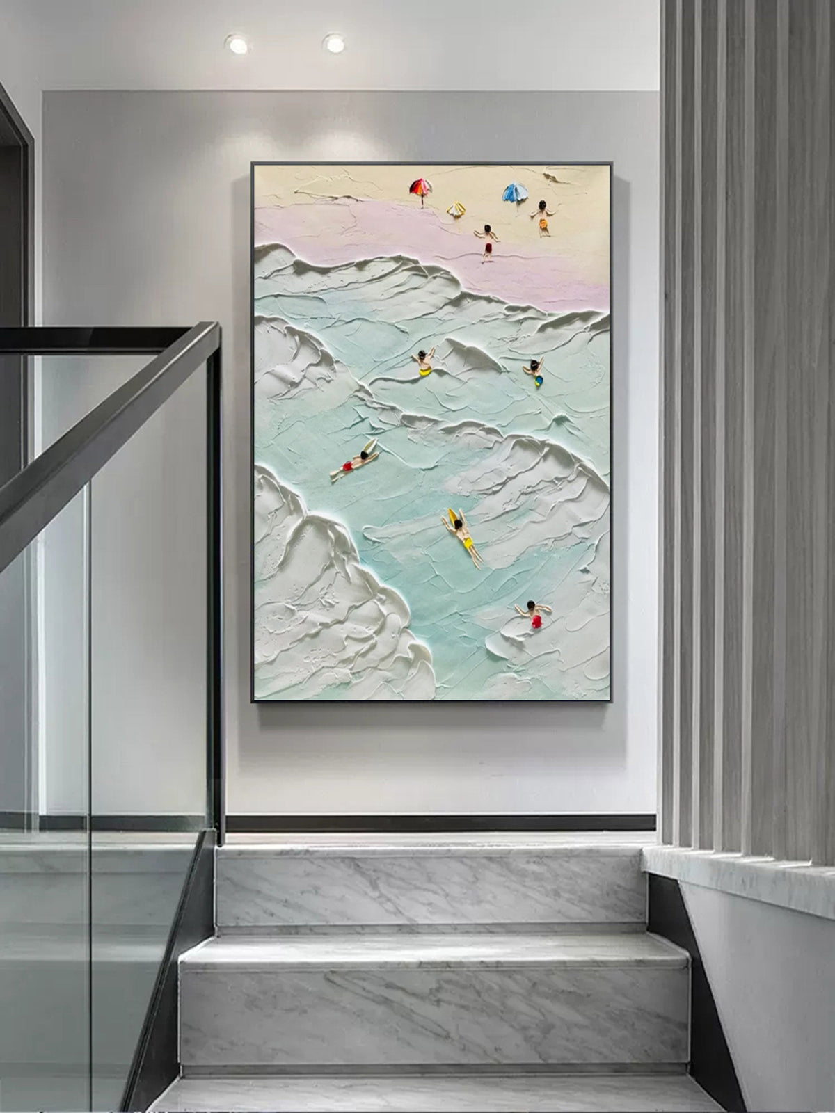 Aerial Beach Scene 3D Impasto Painting