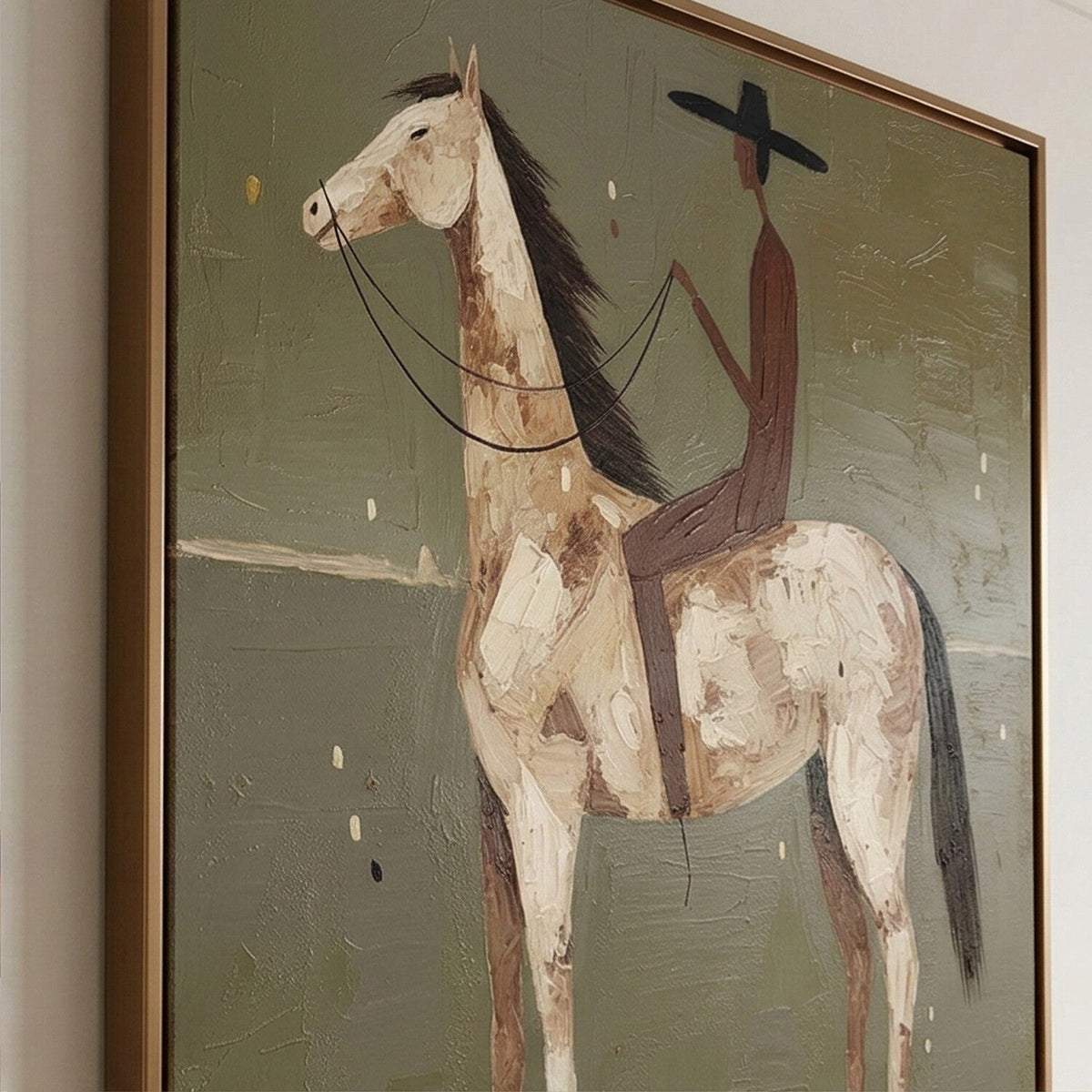 Olive Solitude Cowboy and Horse Oil Painting