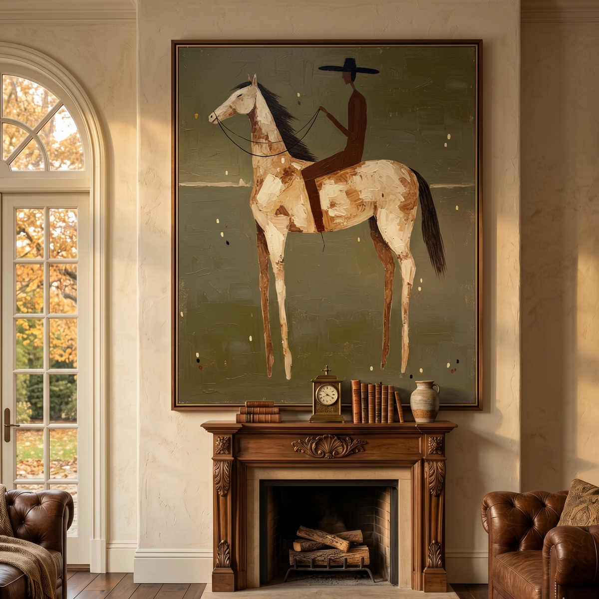 Olive Solitude Cowboy and Horse Oil Painting