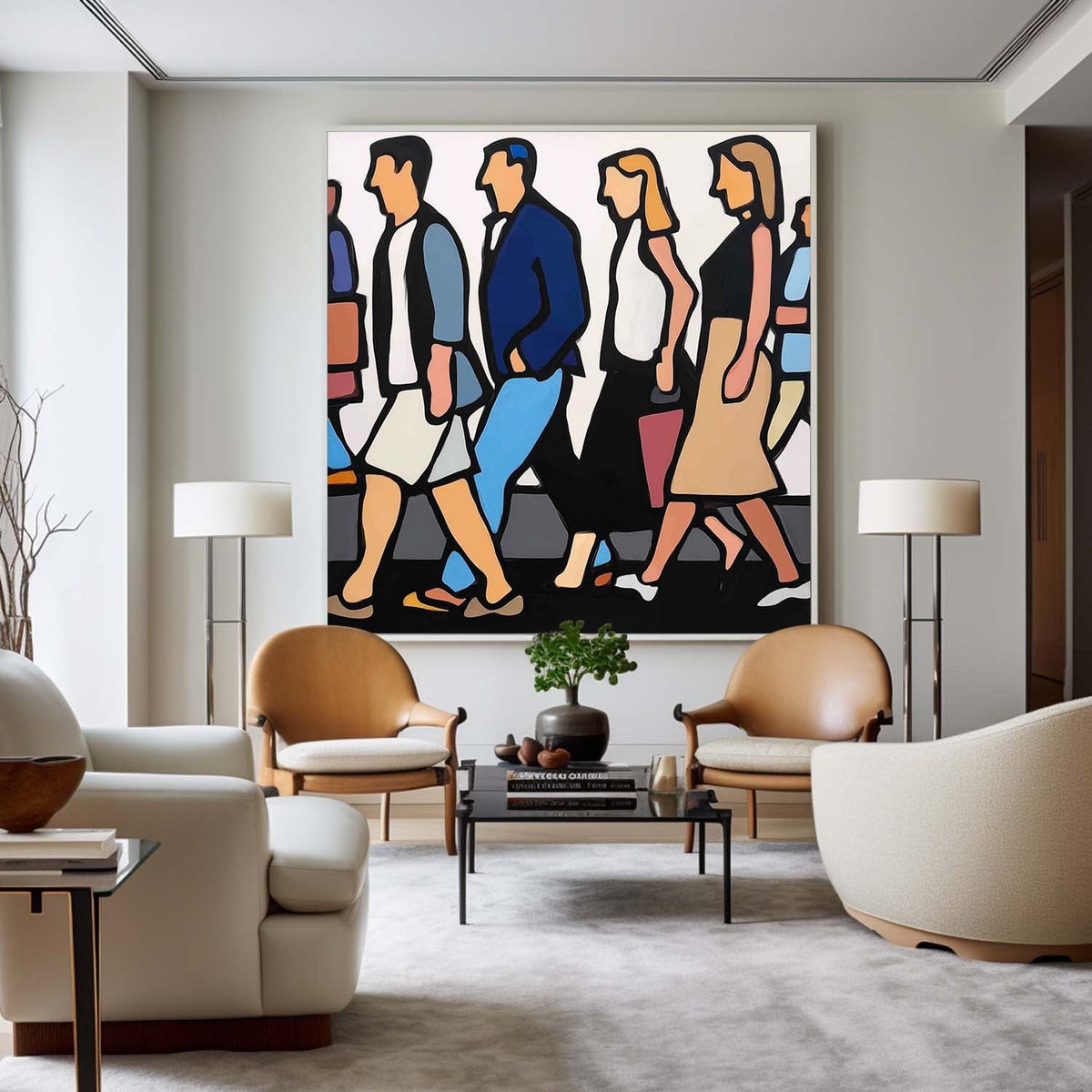 Modern City Commuters Pop Art Painting