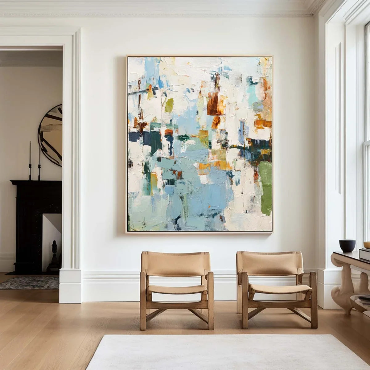 Textured Blue & Orange Abstract Painting